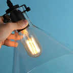 Suspension de cuisine industrielle en verre conique transparent