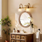 Appliques de salle de bain en laiton glamour avec abat-jour en verre prismatique