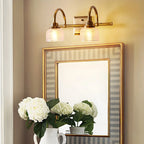 Appliques de salle de bain en laiton glamour avec abat-jour en verre prismatique