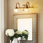 Appliques de salle de bain en laiton glamour avec abat-jour en verre prismatique