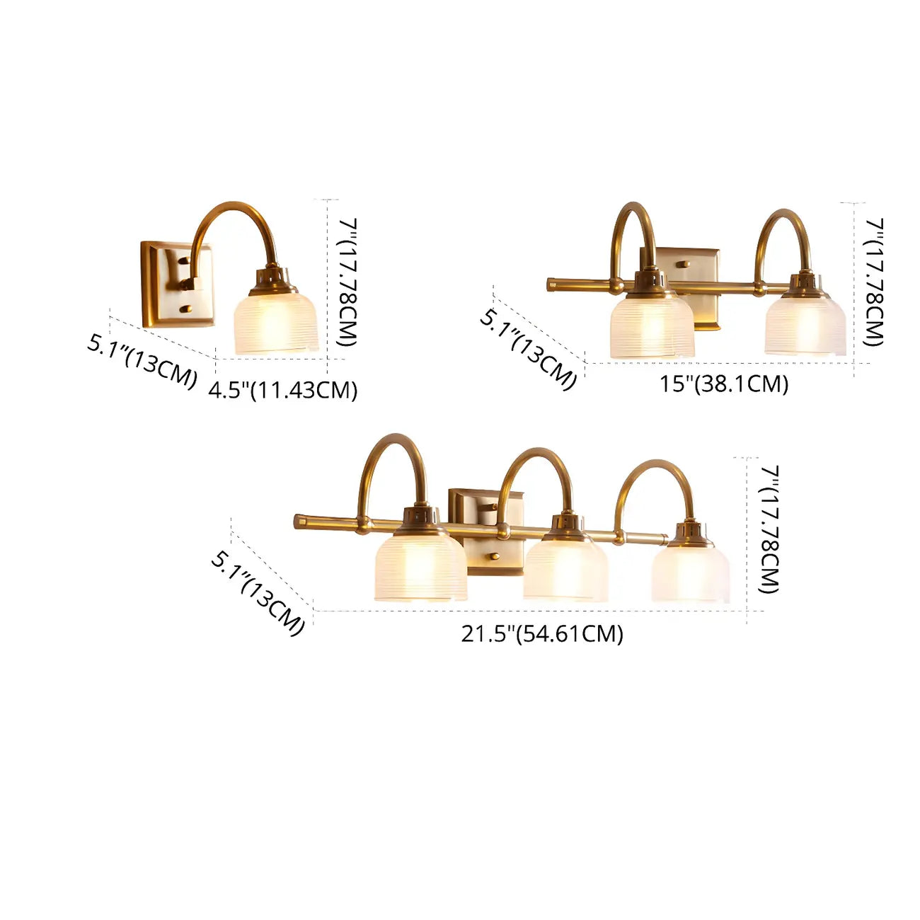 Appliques de salle de bain en laiton glamour avec abat-jour en verre prismatique
