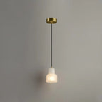 Suspension minimaliste en albâtre blanc, forme globe.
