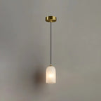 Suspension minimaliste en albâtre blanc, forme globe.