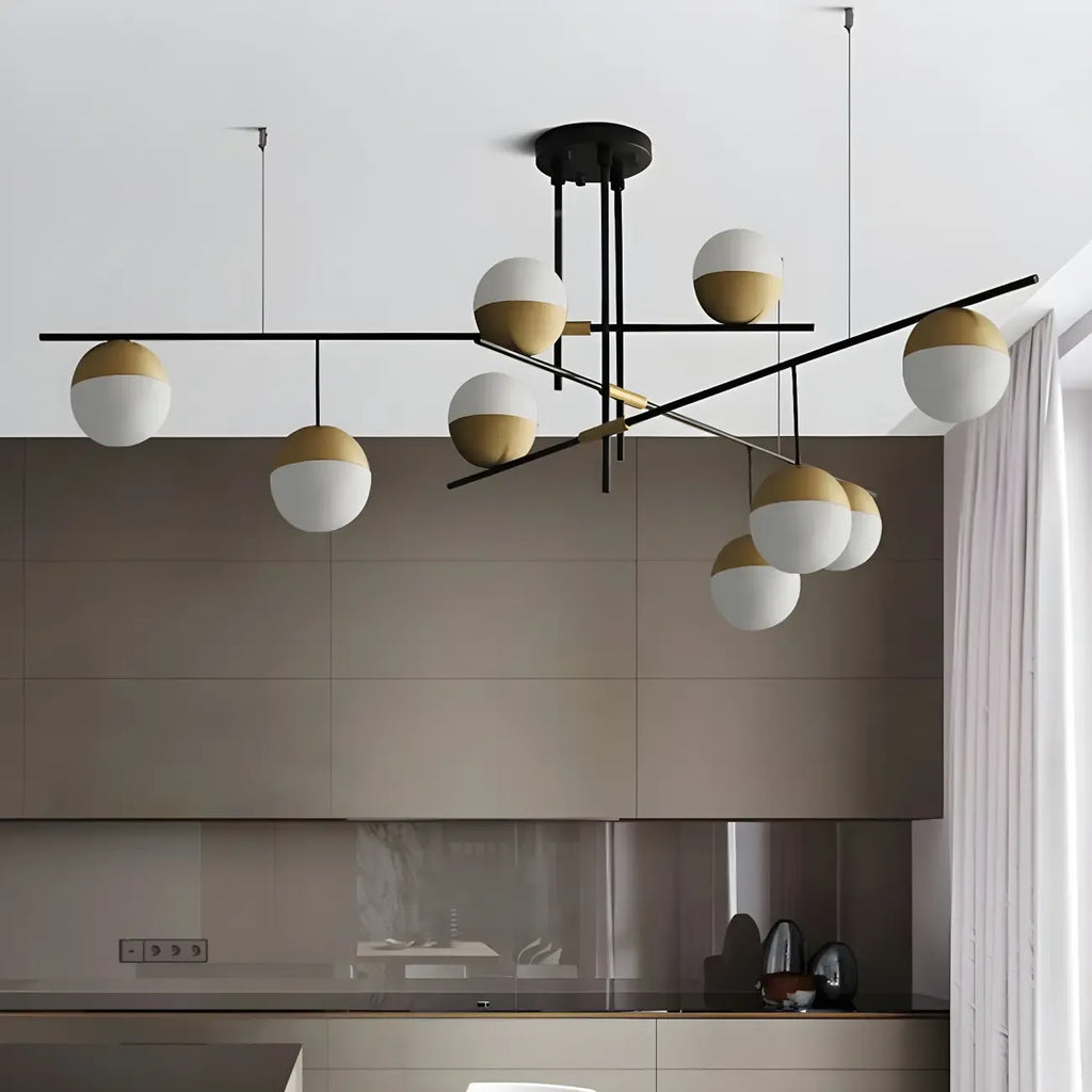 Suspension minimaliste Sputnik à 9 lumières pour îlot de cuisine
