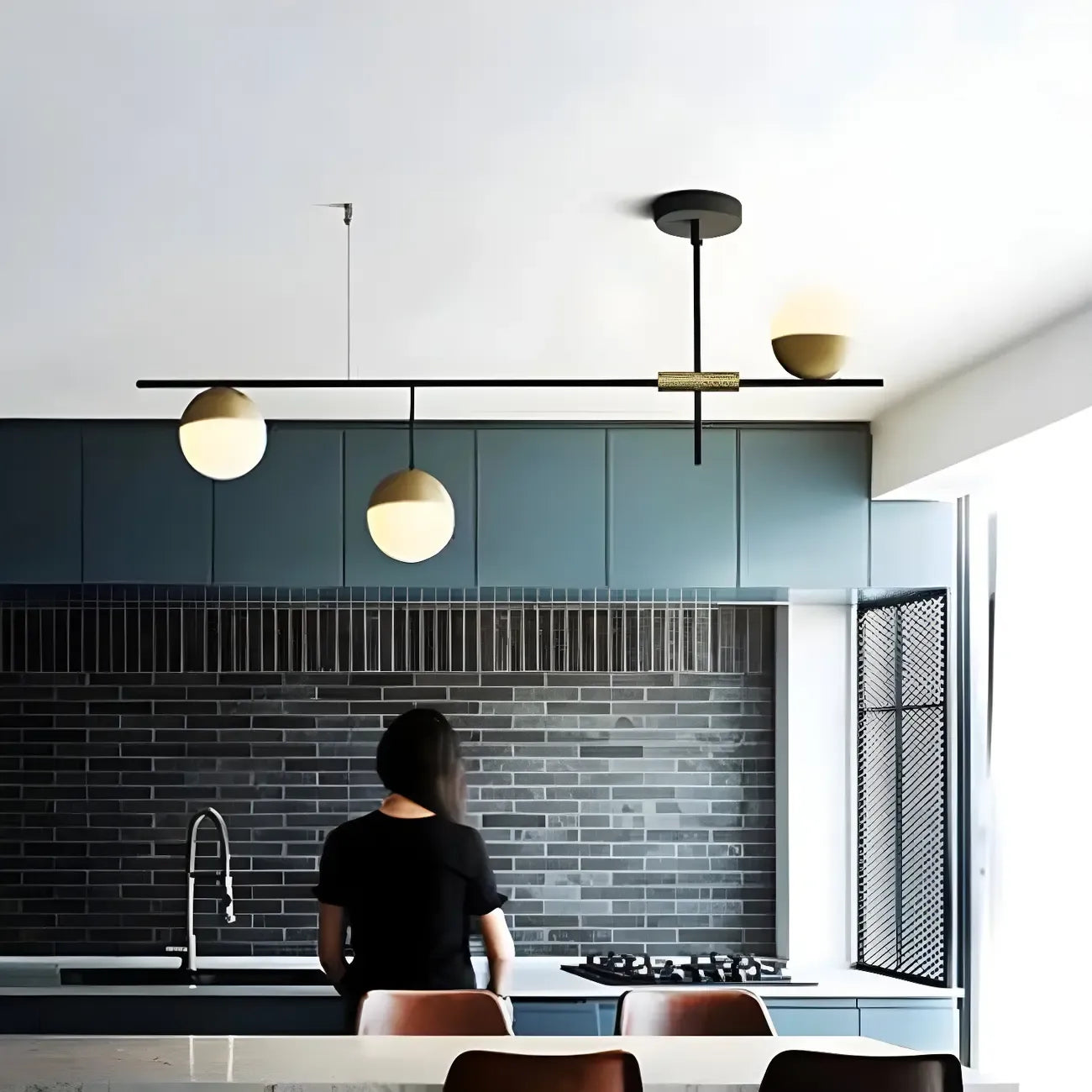 Suspension minimaliste Sputnik à 9 lumières pour îlot de cuisine