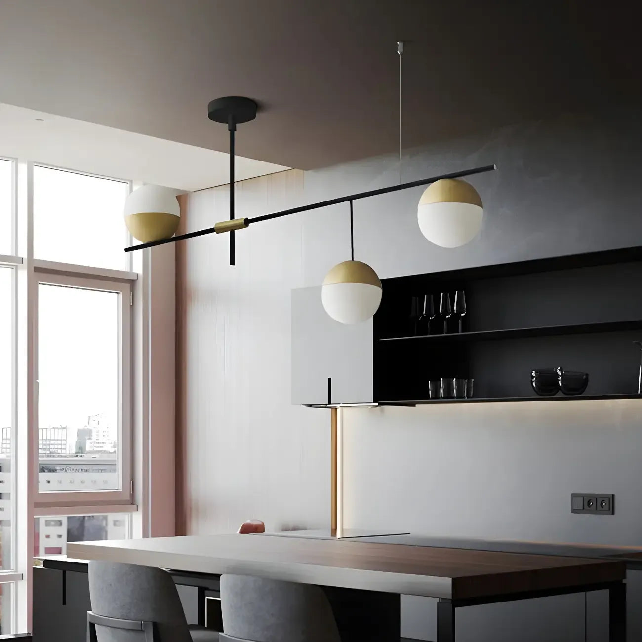Suspension minimaliste Sputnik à 9 lumières pour îlot de cuisine