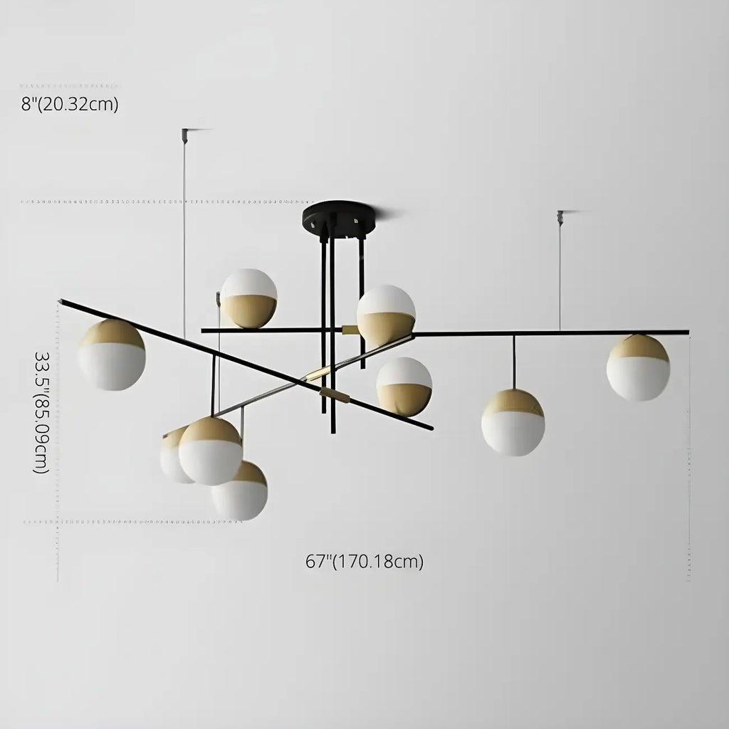 Suspension minimaliste Sputnik à 9 lumières pour îlot de cuisine