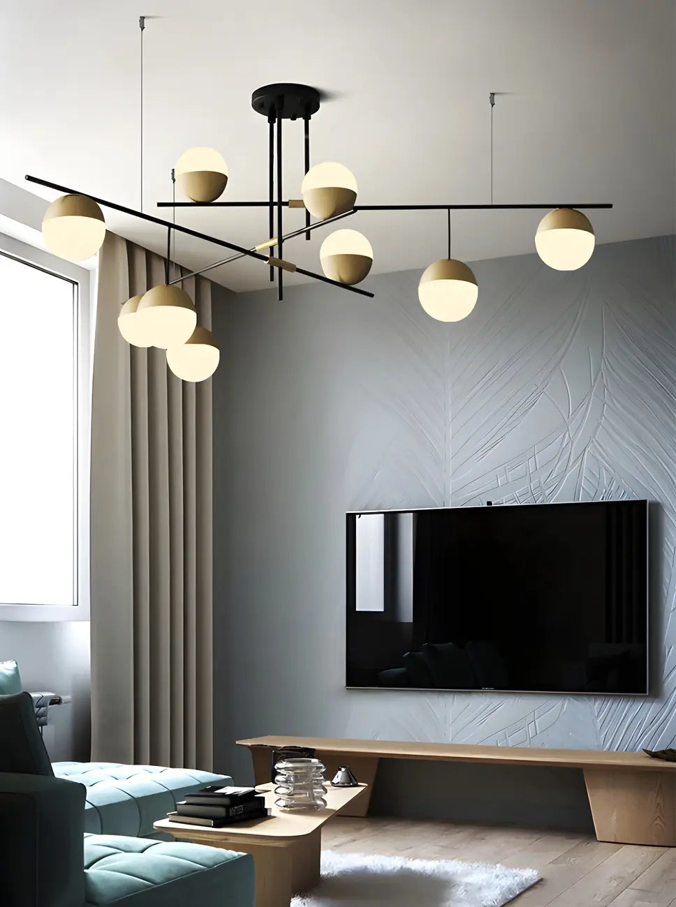 Suspension minimaliste Sputnik à 9 lumières pour îlot de cuisine