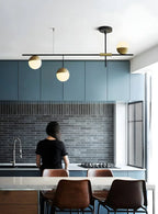 Suspension minimaliste Sputnik à 9 lumières pour îlot de cuisine