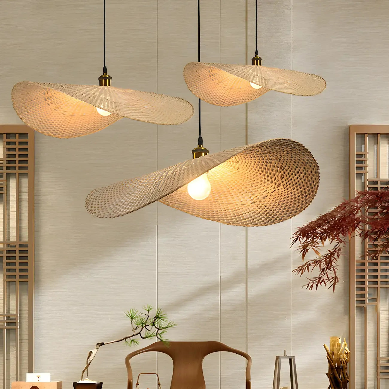 Suspension orientale en bambou pour intérieur
