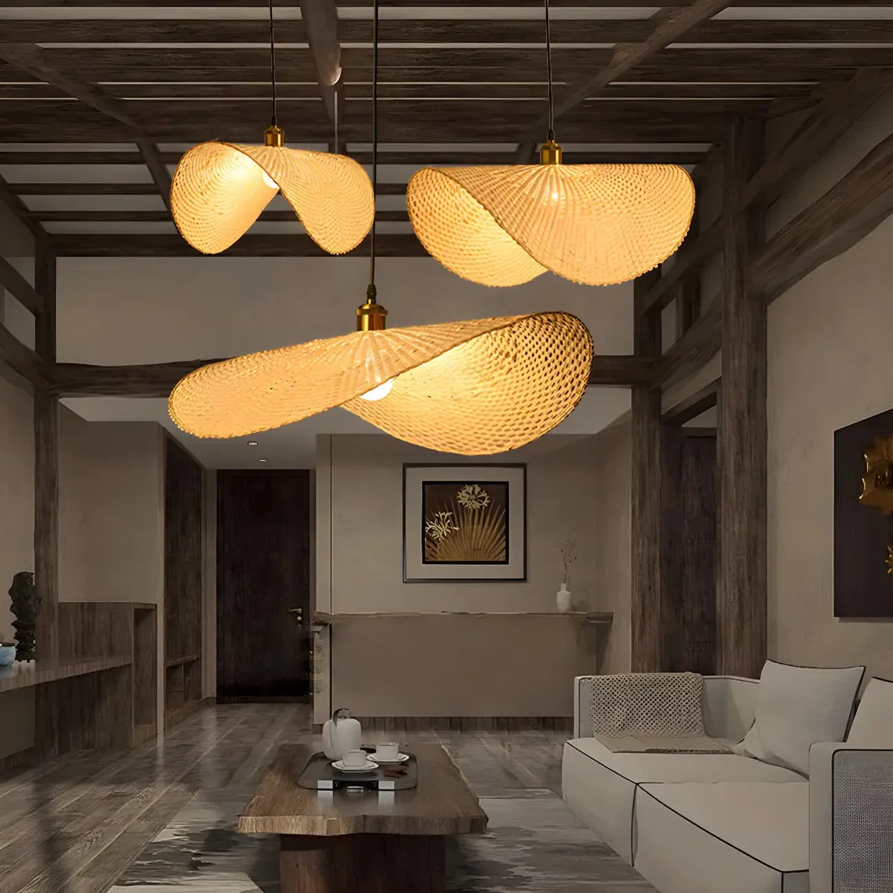 Suspension orientale en bambou pour intérieur