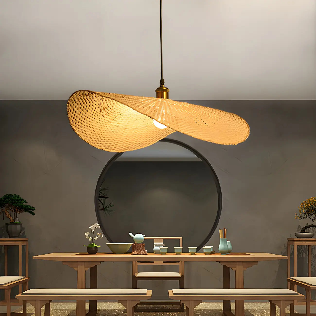 Suspension orientale en bambou pour intérieur