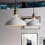 Suspension industrielle à une lumière en fer noir et doré, style grange