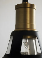 Suspension industrielle à une lumière en fer noir et doré, style grange
