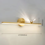 Applique murale LED linéaire élégante avec accent doré pour salle de bain