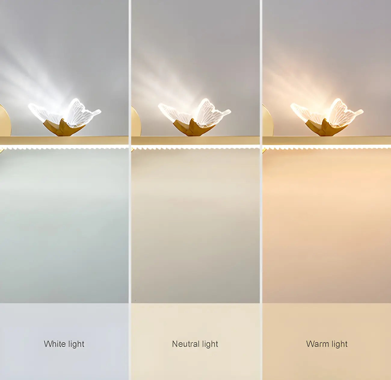 Applique murale LED linéaire élégante avec accent doré pour salle de bain