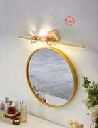Applique murale LED linéaire élégante avec accent doré pour salle de bain