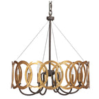 Lustre circulaire en métal doré style rouille industriel