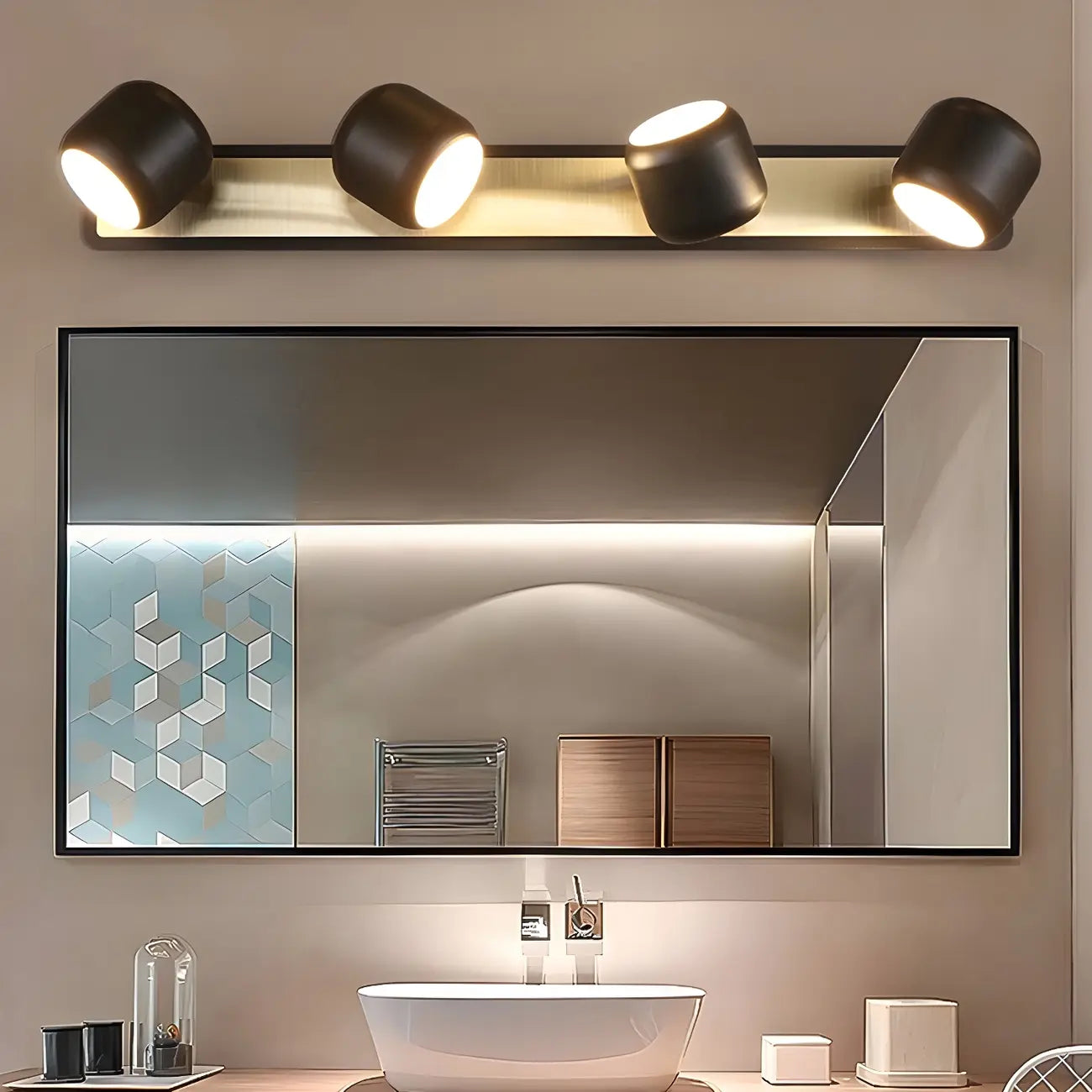 Applique murale minimaliste en métal avec LED intégrée pour salle de bain
