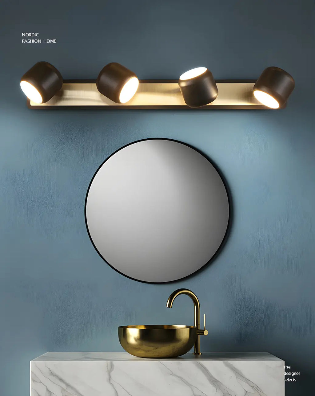 Applique murale minimaliste en métal avec LED intégrée pour salle de bain