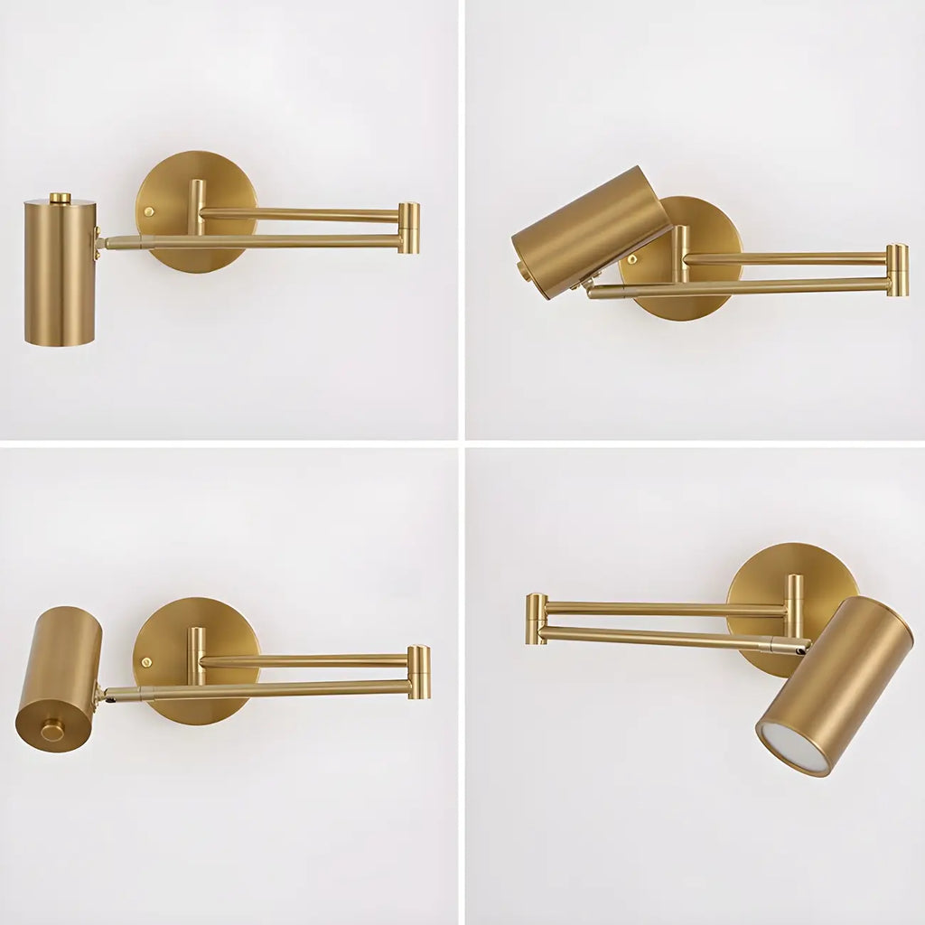 Applique murale cylindrique à bras articulé en métal à 1 lumière