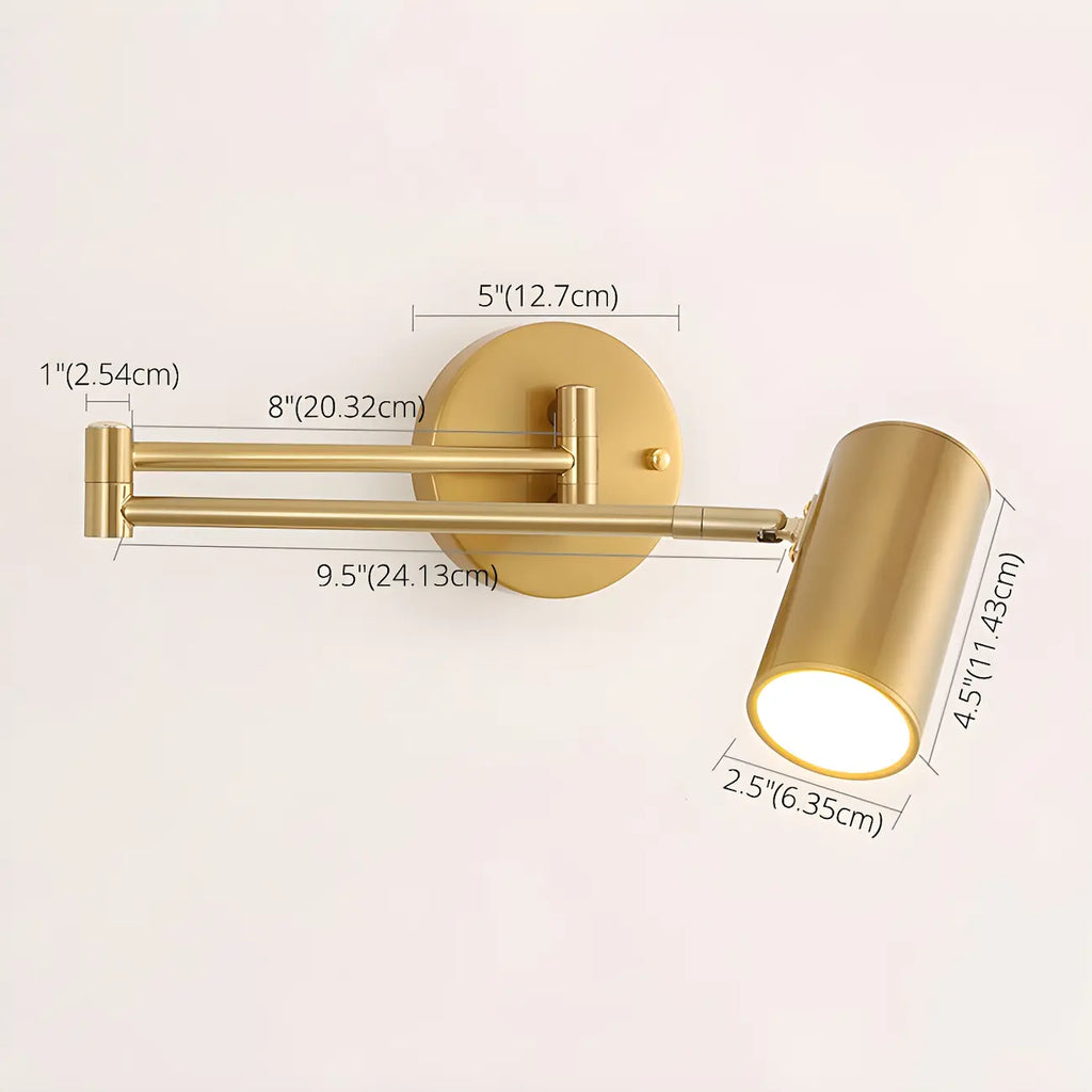 Applique murale cylindrique à bras articulé en métal à 1 lumière