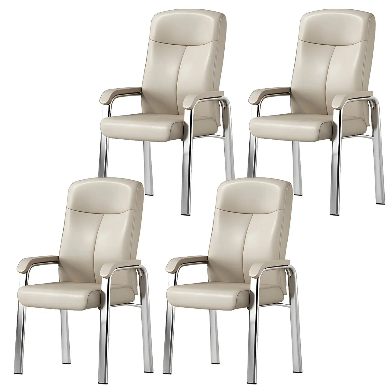 Chaise de bureau moderne HomeyFad en cuir et métal, à 4 pieds et accoudoirs