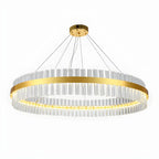 Lustre moderne rond en laiton et cristal pour îlot central