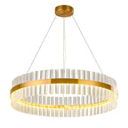 Lustre moderne rond en laiton et cristal pour îlot central