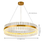 Lustre moderne rond en laiton et cristal pour îlot central