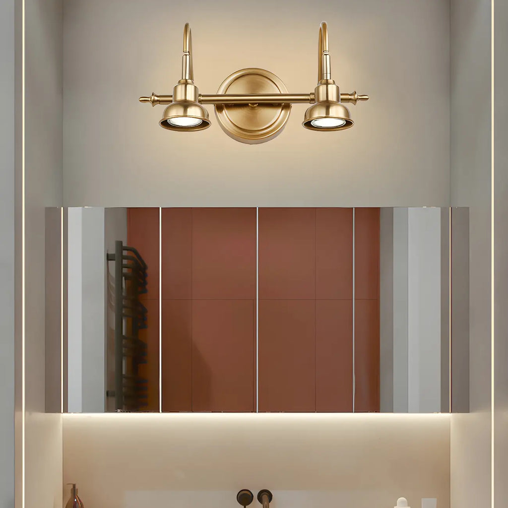 Applique murale minimaliste en laiton avec éclairage LED tamisé pour salle de bain