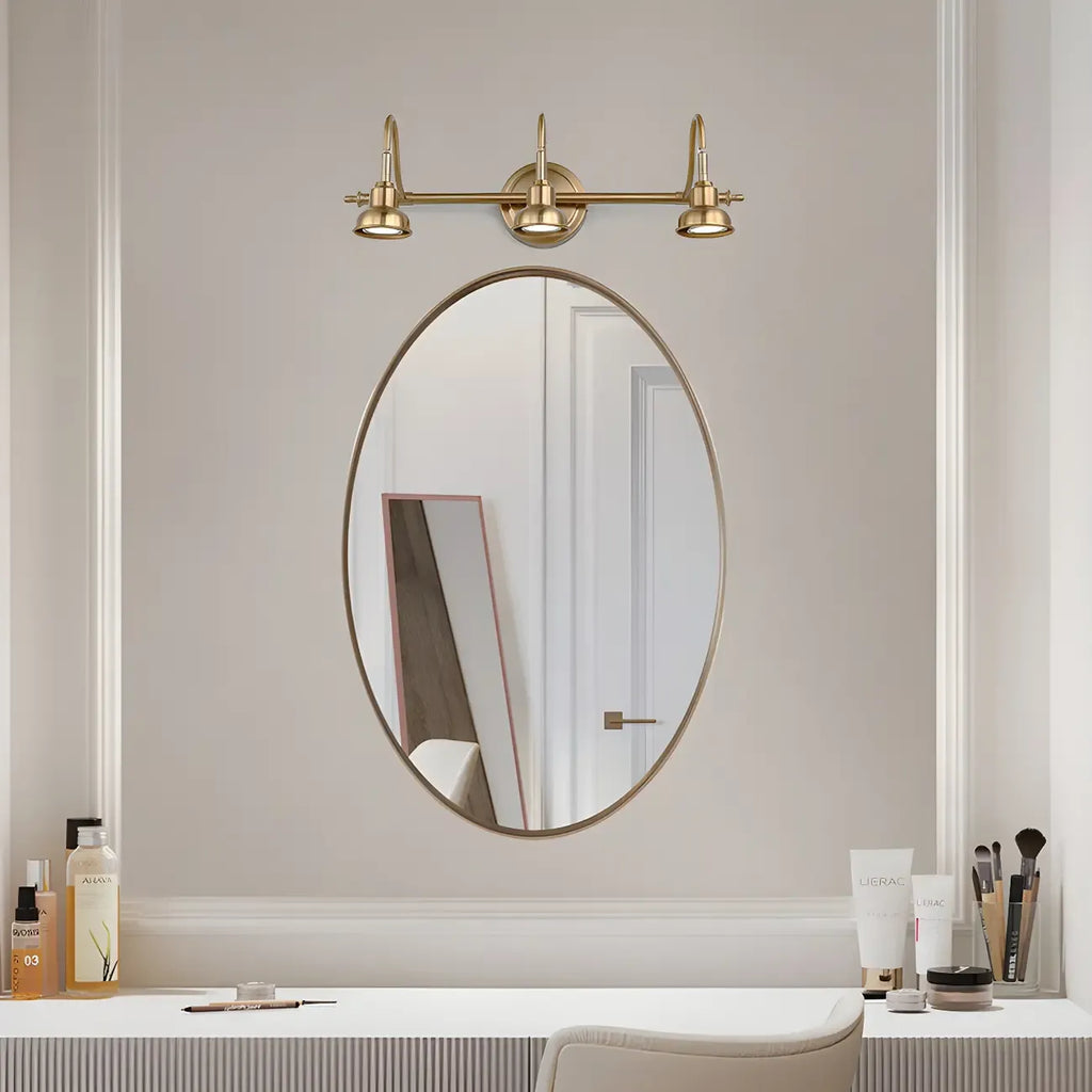 Applique murale minimaliste en laiton avec éclairage LED tamisé pour salle de bain
