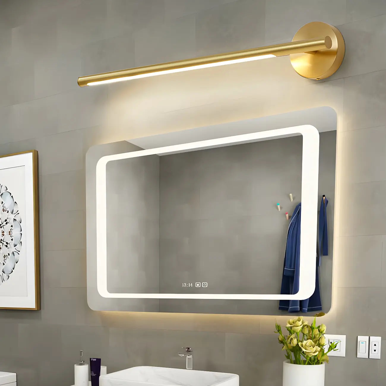 Applique murale LED en forme de barre d'or coloniale pour salle de bain