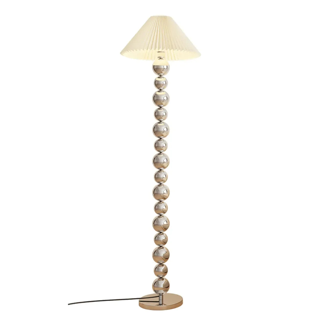 Lampadaire décoratif moderne à boules empilées avec abat-jour en tissu