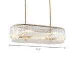 Suspension ovale moderne en laiton et cristal pour îlot de cuisine