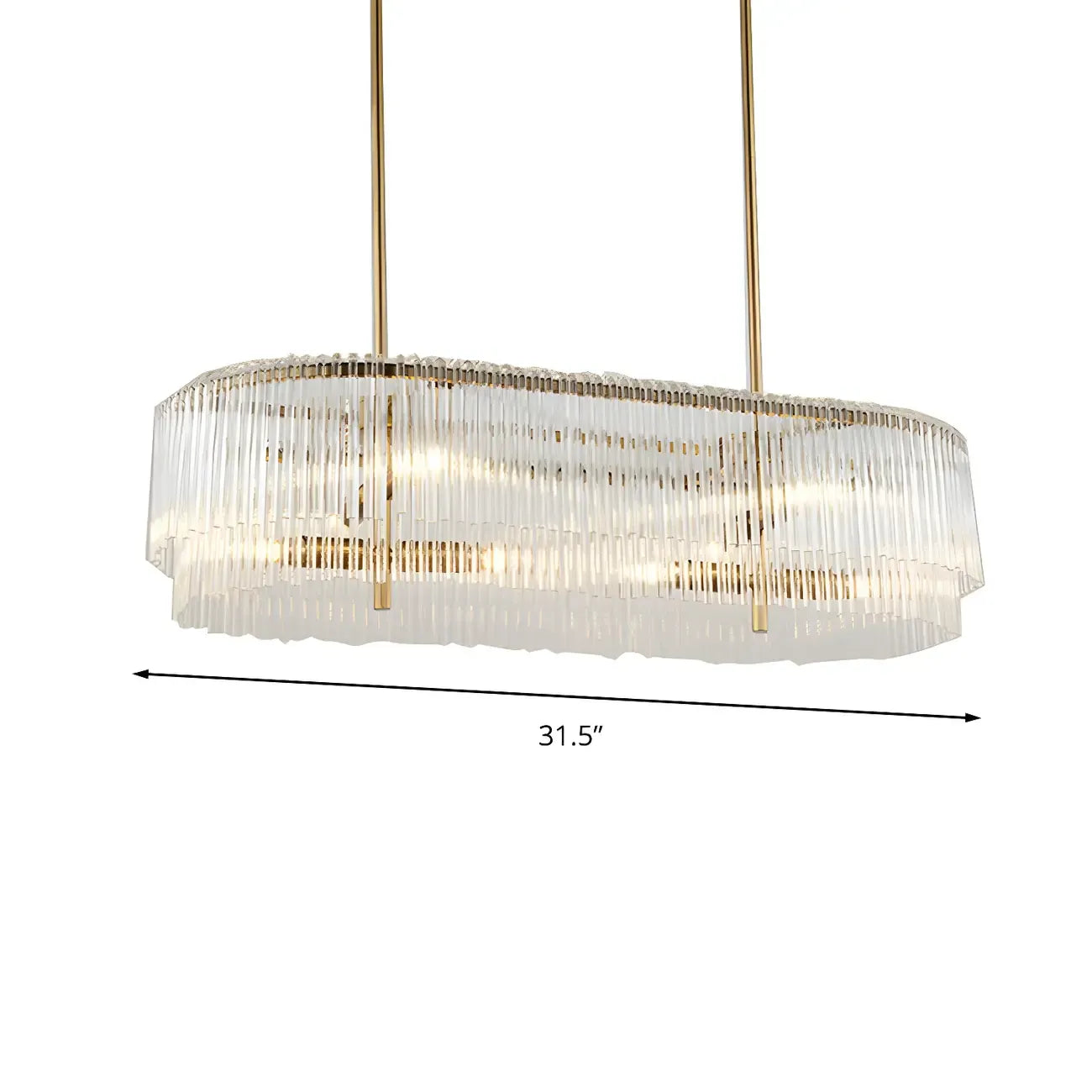 Suspension ovale moderne en laiton et cristal pour îlot de cuisine