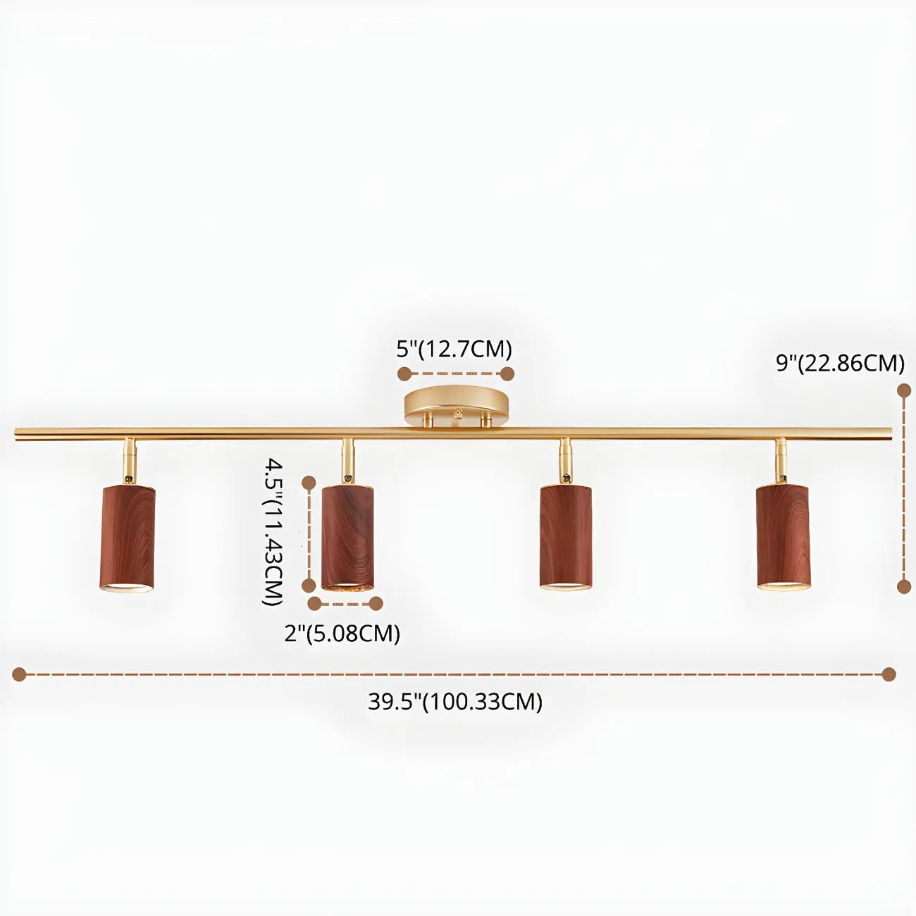 Projecteur sur rail LED fixe moderne à 4 lampes avec tête orientable
