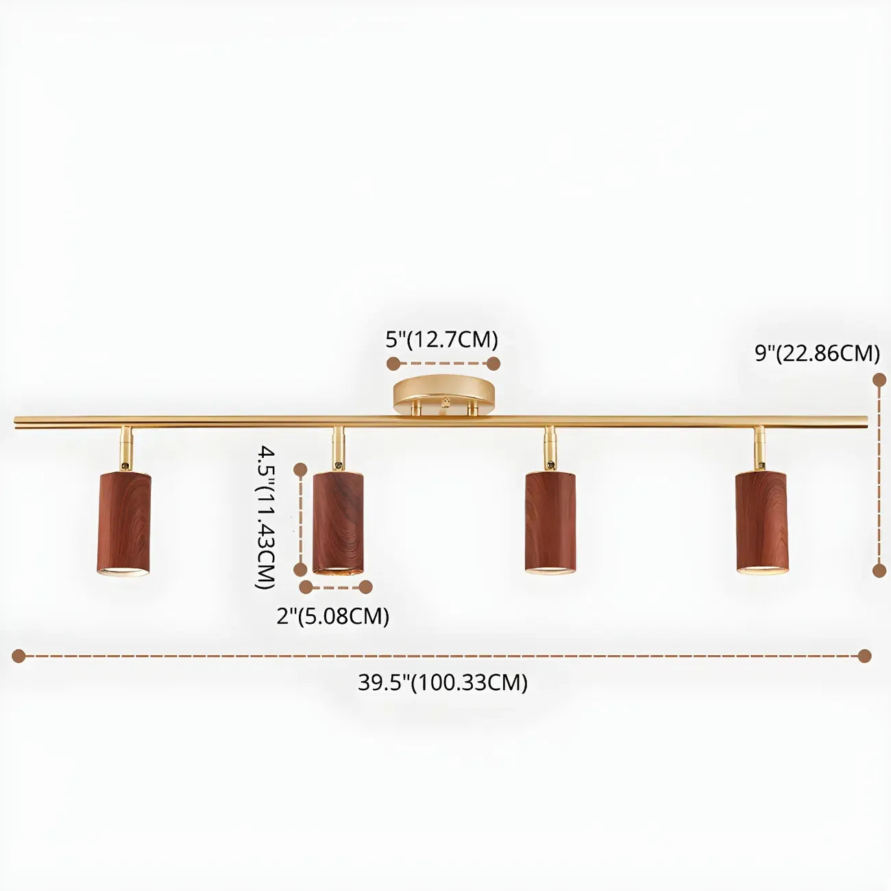 Projecteur sur rail LED fixe moderne à 4 lampes avec tête orientable