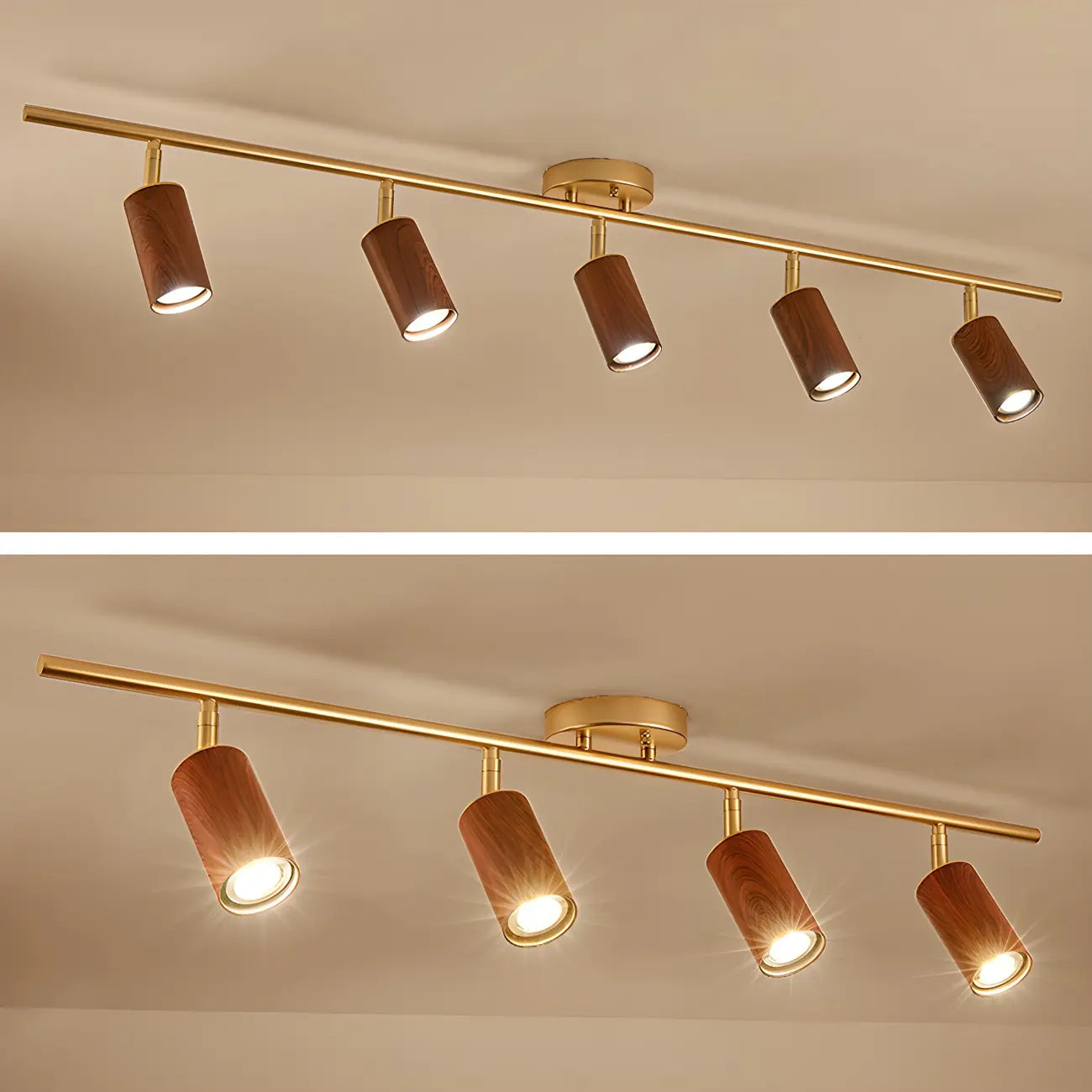 Projecteur sur rail LED fixe moderne à 4 lampes avec tête orientable
