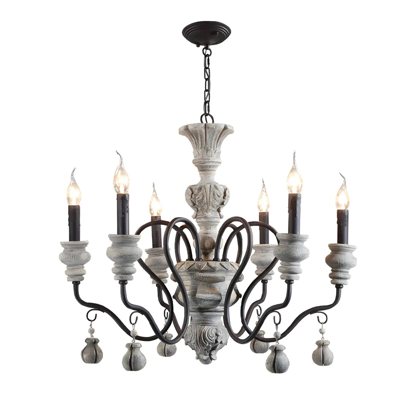 Lustre classique en métal noir et cristal, style vintage
