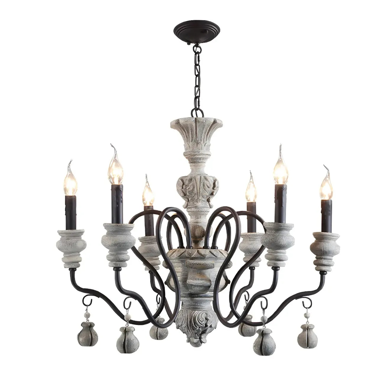Lustre classique en métal noir et cristal, style vintage