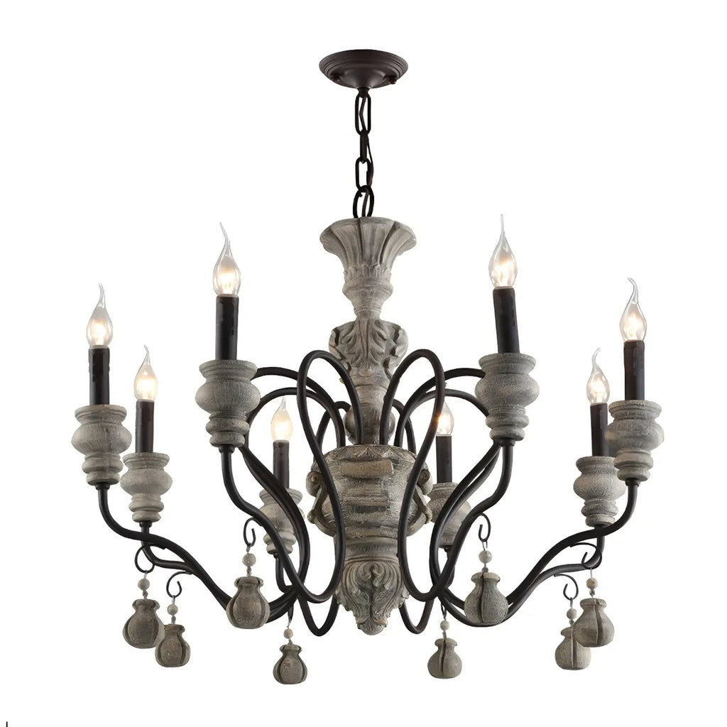Lustre classique en métal noir et cristal, style vintage