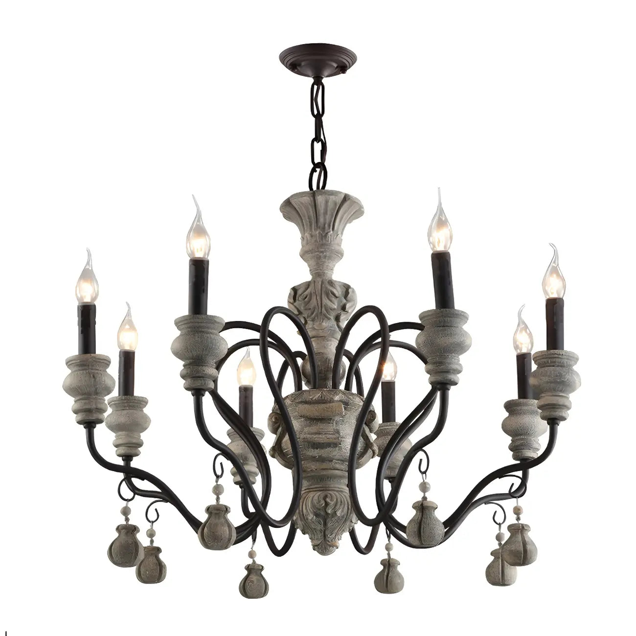 Lustre classique en métal noir et cristal, style vintage