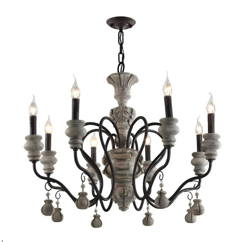 Lustre classique en métal noir et cristal, style vintage