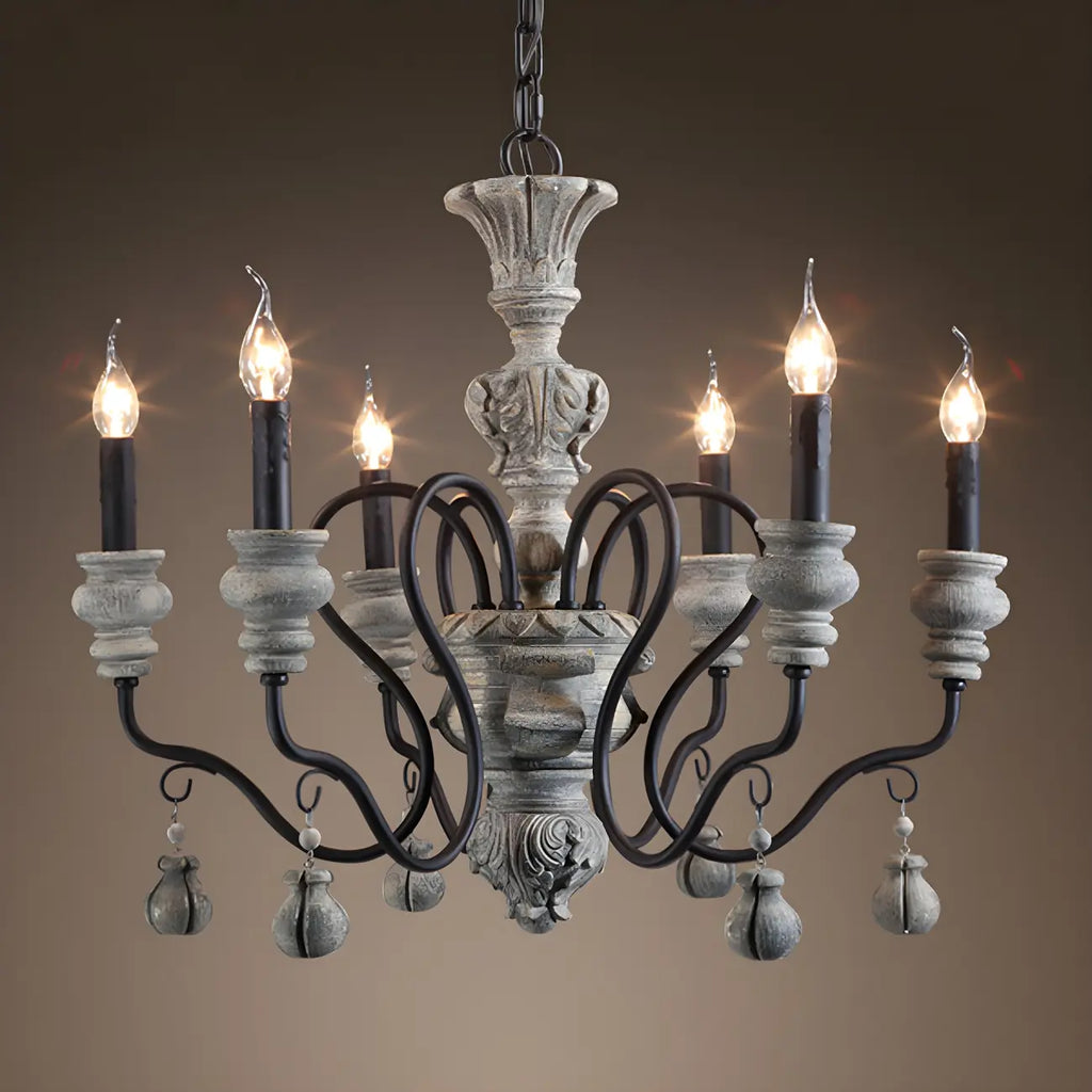 Lustre classique en métal noir et cristal, style vintage