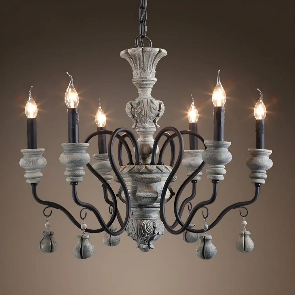 Lustre classique en métal noir et cristal, style vintage