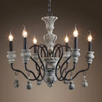 Lustre classique en métal noir et cristal, style vintage