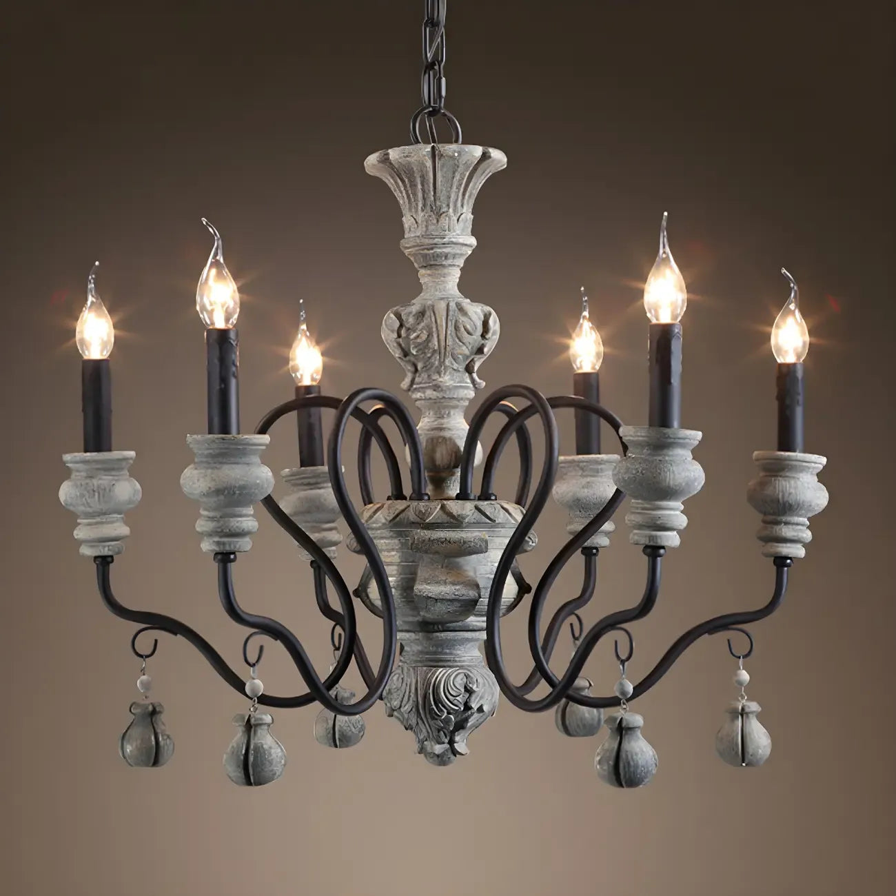 Lustre classique en métal noir et cristal, style vintage
