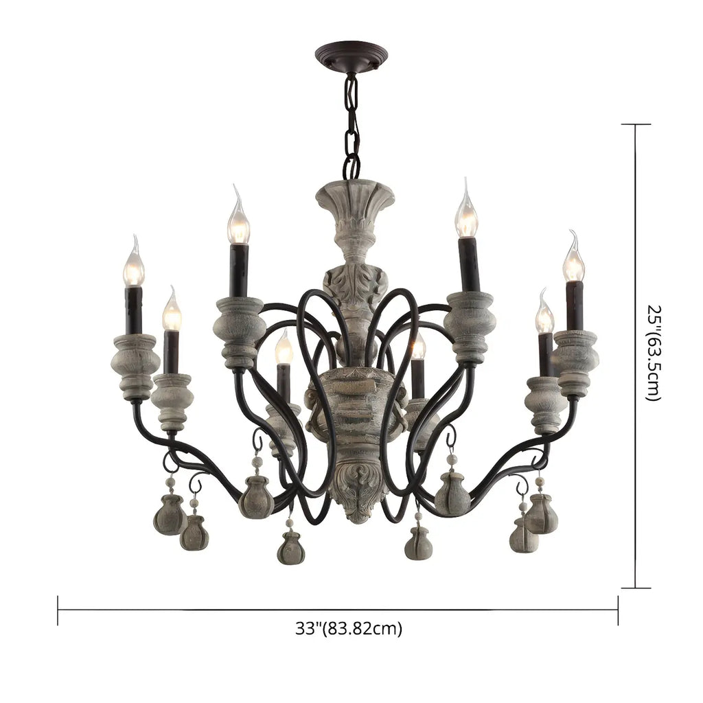 Lustre classique en métal noir et cristal, style vintage