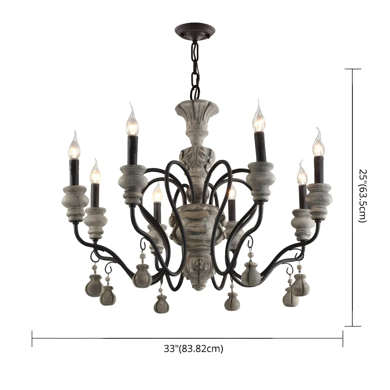 Lustre classique en métal noir et cristal, style vintage